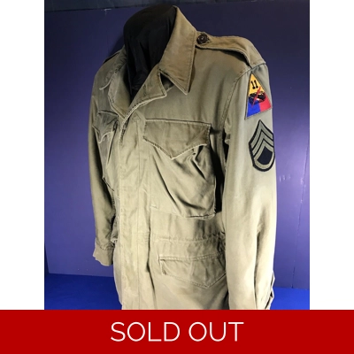 WWII US M43 Field Jacket, Staff-Sergeant & 11th Armored Div Patches